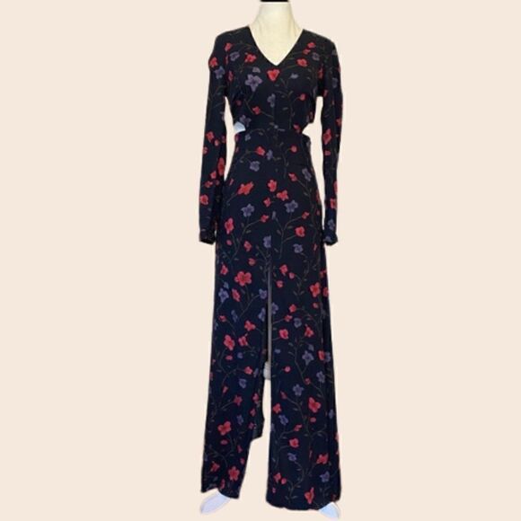 Reformed by REFORMATION X URBAN OUTFITTERS Navy Maxi CutOut Floral Dress Size XS - Picture 4 of 16
